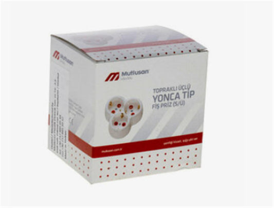 Mutlusan Topraklı Beyaz 3lü Fiş,Priz (Yonca Tip) 001 170 033002 00 00