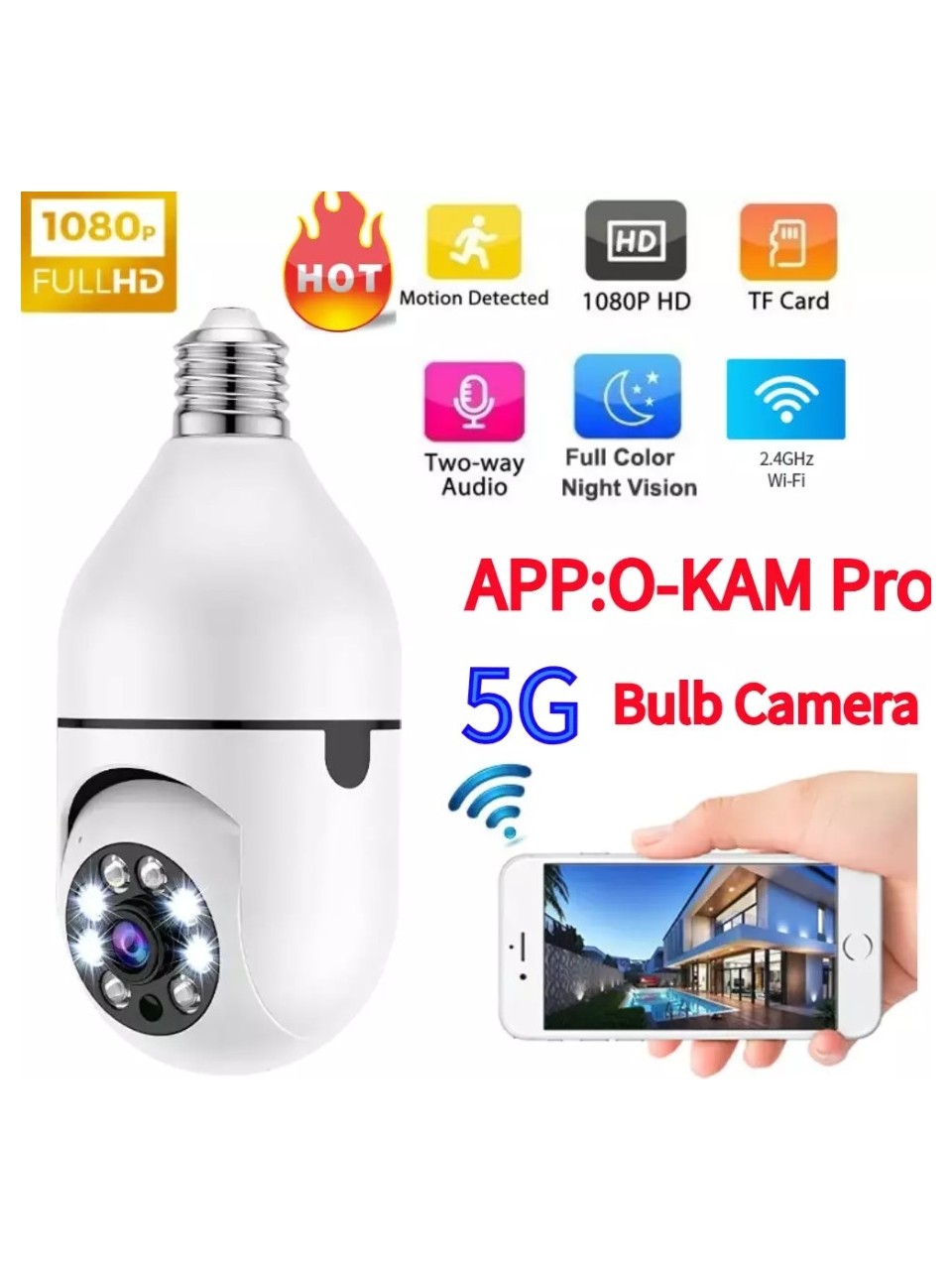O-Kam 4046 Full HD 2 MP Gece Görüşlü IP Wi-Fi Güvenlik Kamerası