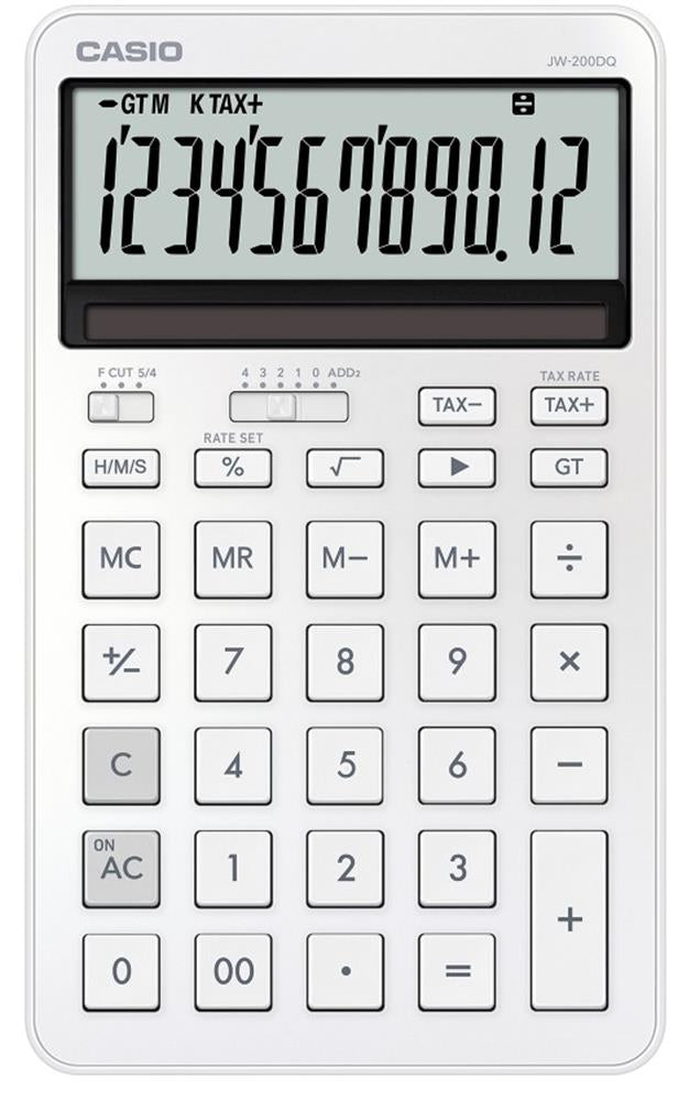 Casio JW-200DQ-WE 12 Hane İpeksi Beyaz Masa Üstü Hesap Makinesi