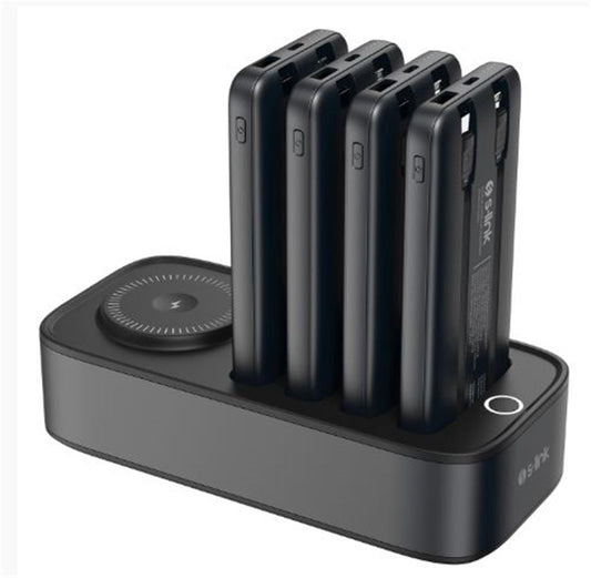 S-link IP-DS40 4 Adet 10000mAH Powerbank li  15W Kablosuz Şarj Siyah Taşınabilir Şarj İstasyonu