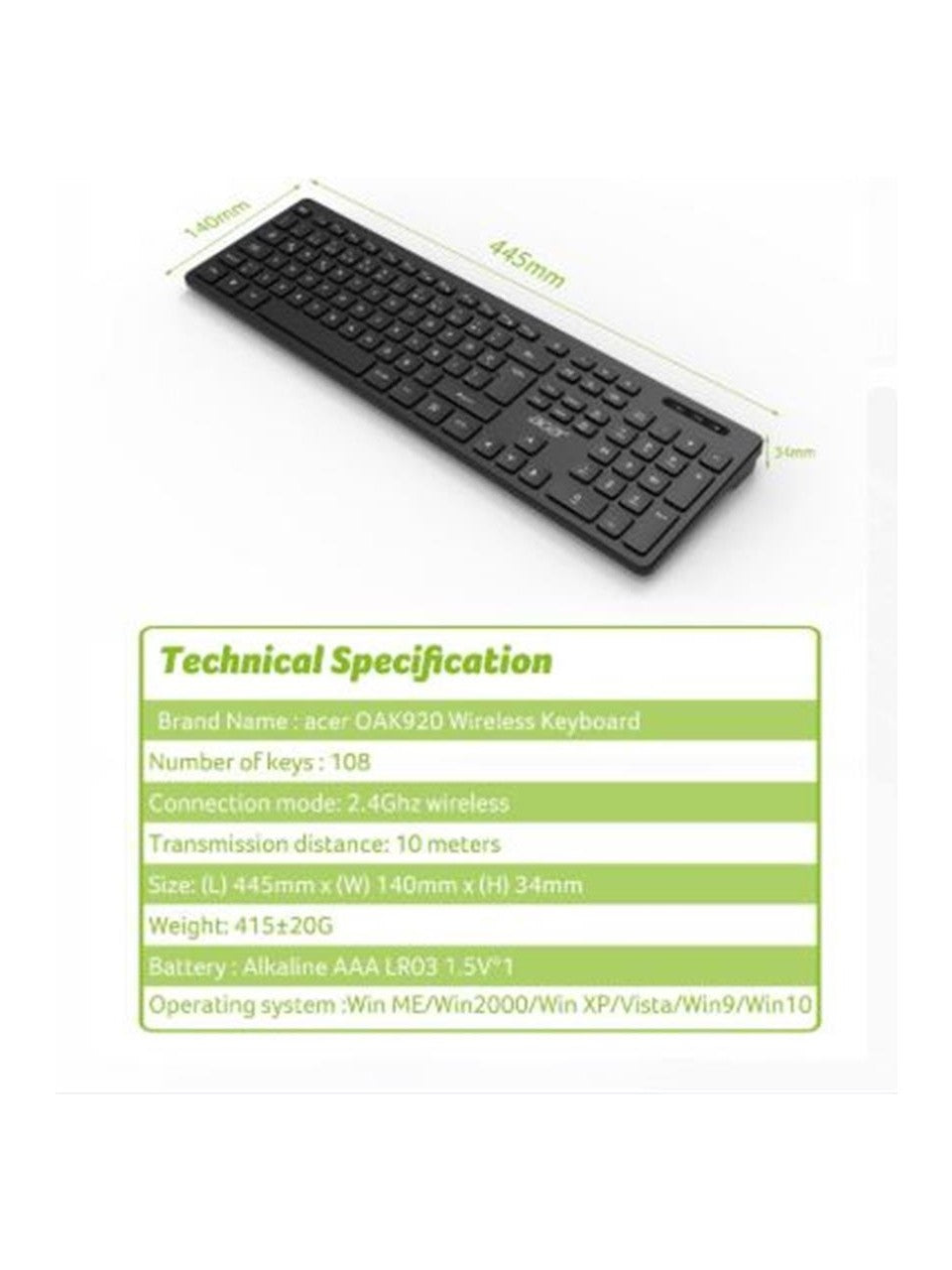 Acer OAK920 Siyah Q Kablolu Klavye