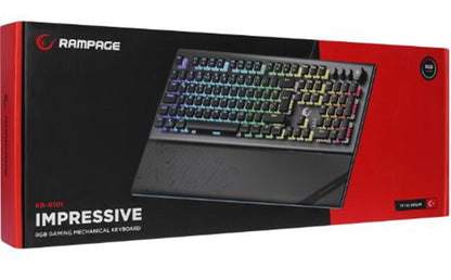 Rampage KB-R101 IMPRESSIVE Gri-Siyah USB RGB Aydınlatmalı İnce Tasarım Red Switch Oyuncu Klavyesi